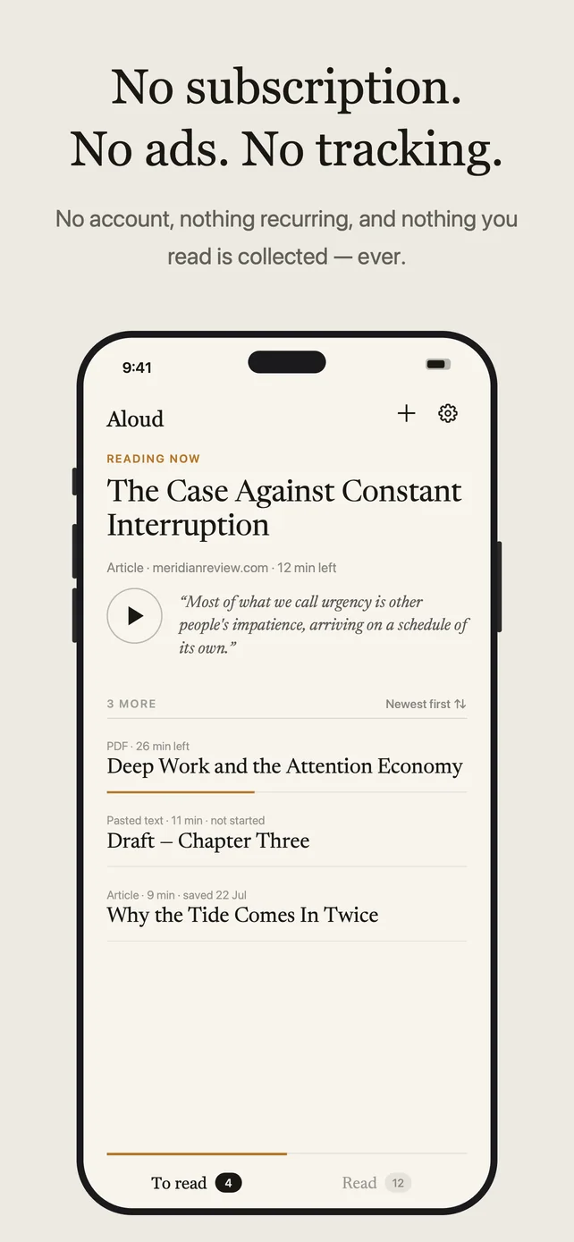 No subscription. No ads. No tracking.