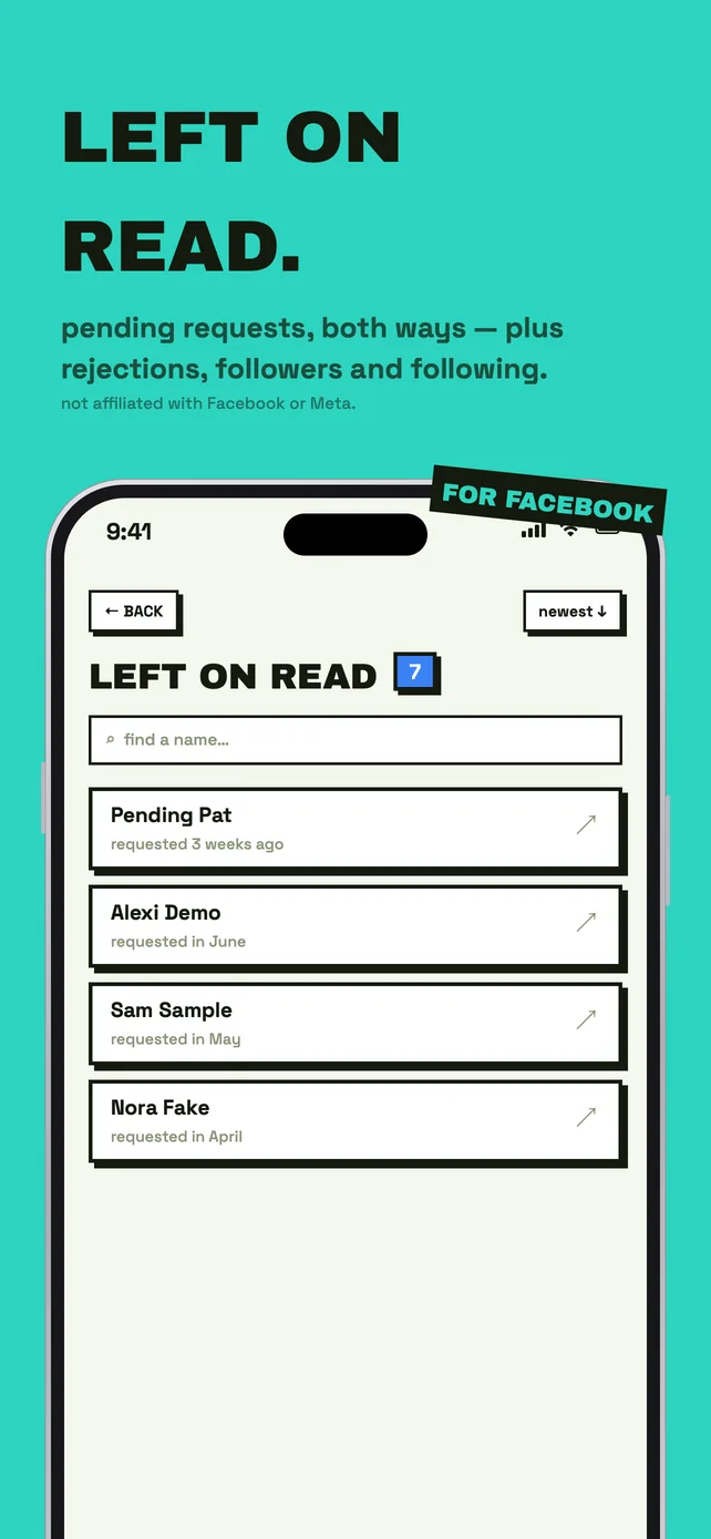 Left on read: pending requests, rejections, followers, and following.